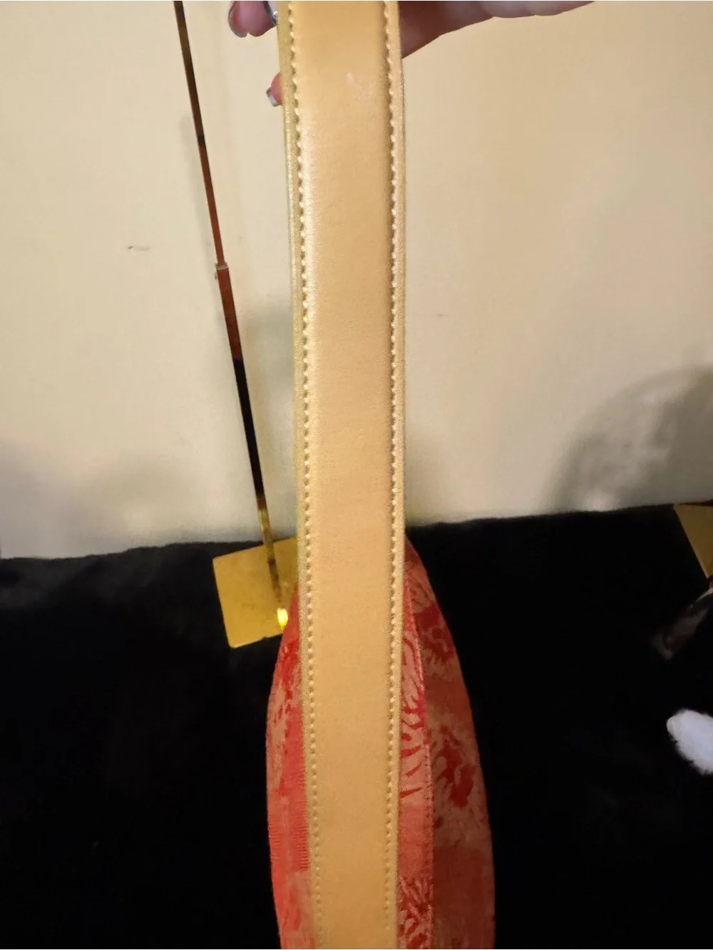 Anne Klein Coral Pattern Shoulder Bag with Tan Straps